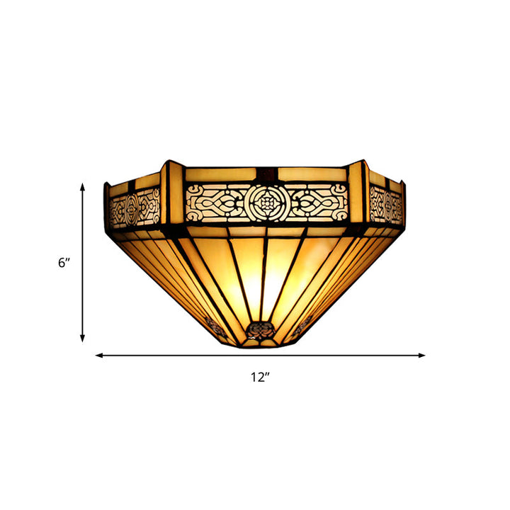 Skørter | Art Glass Half-Globe Wall Light Tiffany Style 1 Light Wall Light in Beige/Amber for Living Room
