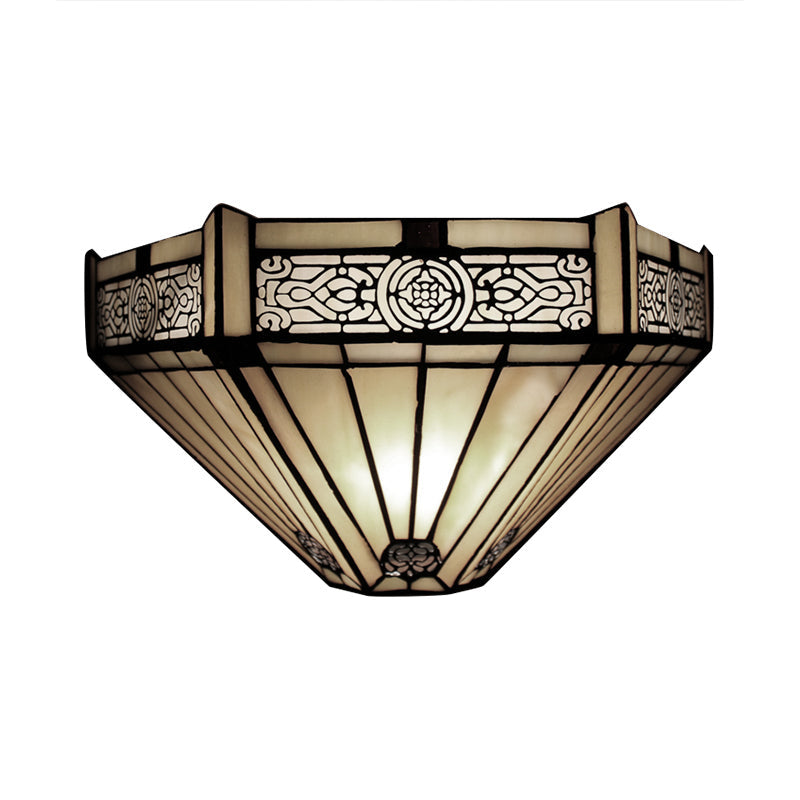 Skørter | Art Glass Half-Globe Wall Light Tiffany Style 1 Light Wall Light in Beige/Amber for Living Room