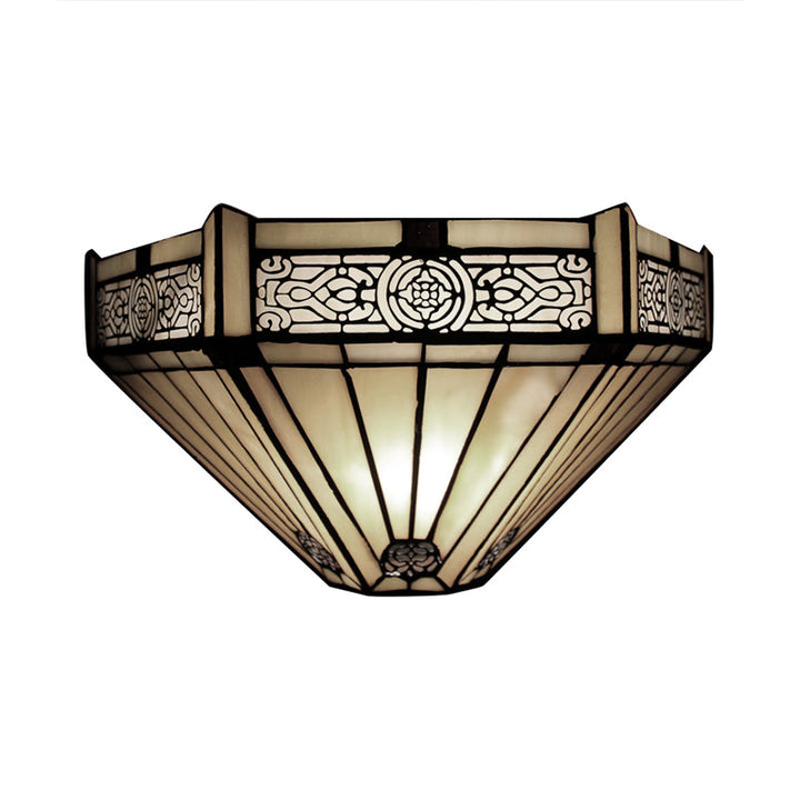 Skørter | Art Glass Half-Globe Wall Light Tiffany Style 1 Light Wall Light in Beige/Amber for Living Room