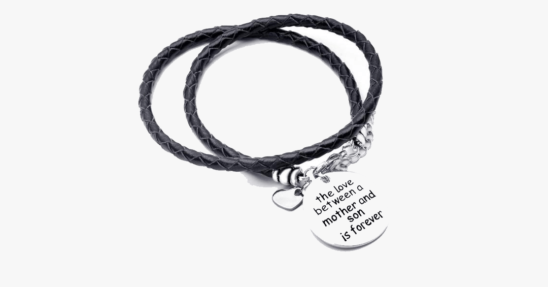 Lisslune | The love between a mother and her son is forever - Hand-stamped bracelets to celebrate mother-son love - Made of vegan leather and zinc alloy charms