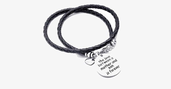 Lisslune | The love between a mother and her son is forever - Hand-stamped bracelets to celebrate mother-son love - Made of vegan leather and zinc alloy charms
