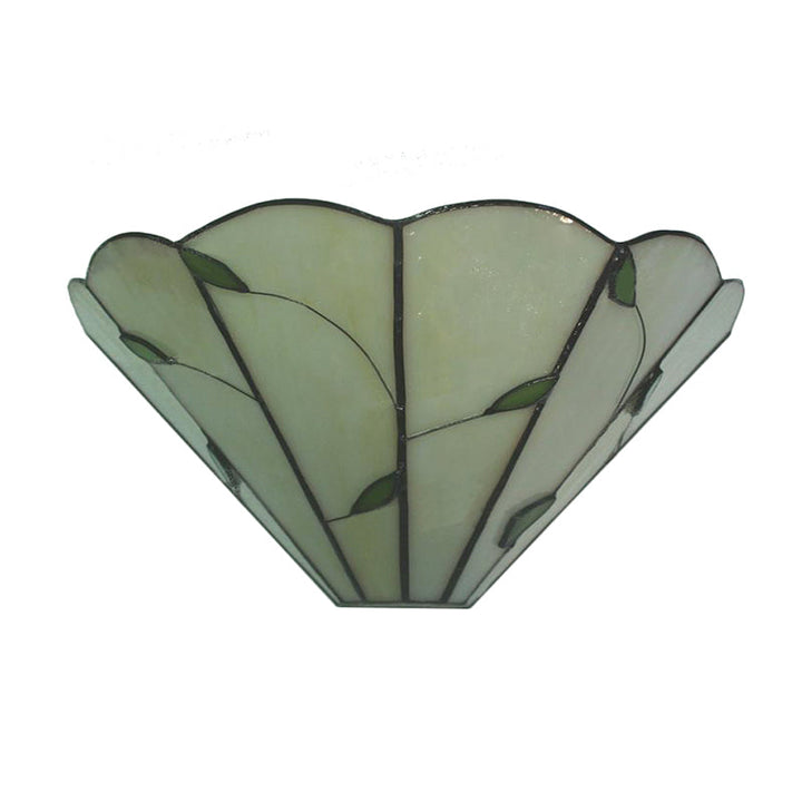 Lisslune | Tiffany style conical wall lamp with leaf pattern art glass wall light in beige for dining room