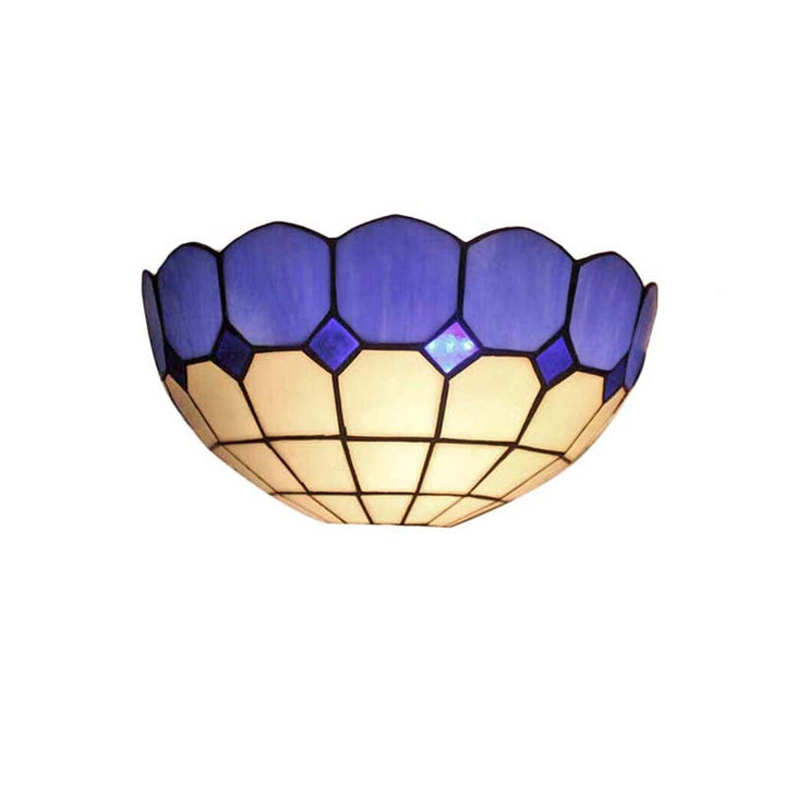 Skørter | Tiffany Style Wall Lamp 2 Lights Art Glass Light Blue/Dark Blue Wall Lamp for Bedroom Lighting