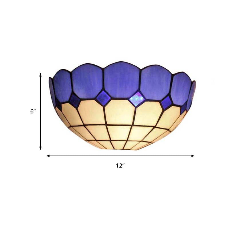 Skørter | Tiffany Style Wall Lamp 2 Lights Art Glass Light Blue/Dark Blue Wall Lamp for Bedroom Lighting