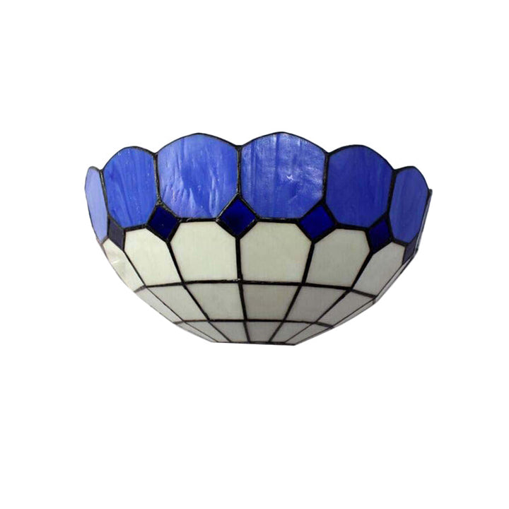 Skørter | Tiffany Style Wall Lamp 2 Lights Art Glass Light Blue/Dark Blue Wall Lamp for Bedroom Lighting