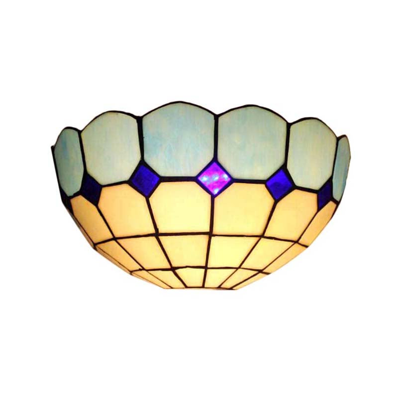 Skørter | Tiffany Style Wall Lamp 2 Lights Art Glass Light Blue/Dark Blue Wall Lamp for Bedroom Lighting