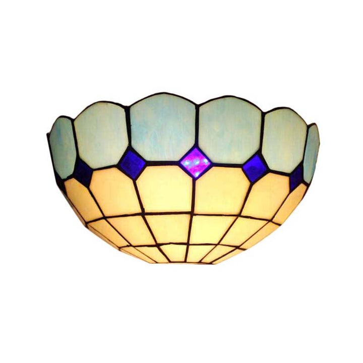 Skørter | Tiffany Style Wall Lamp 2 Lights Art Glass Light Blue/Dark Blue Wall Lamp for Bedroom Lighting