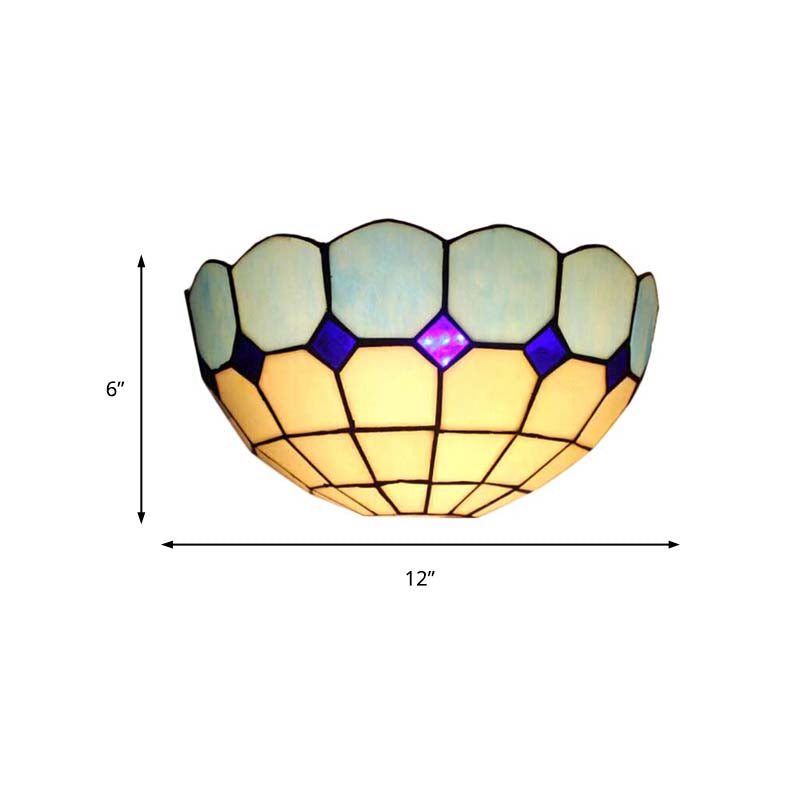 Skørter | Tiffany Style Wall Lamp 2 Lights Art Glass Light Blue/Dark Blue Wall Lamp for Bedroom Lighting
