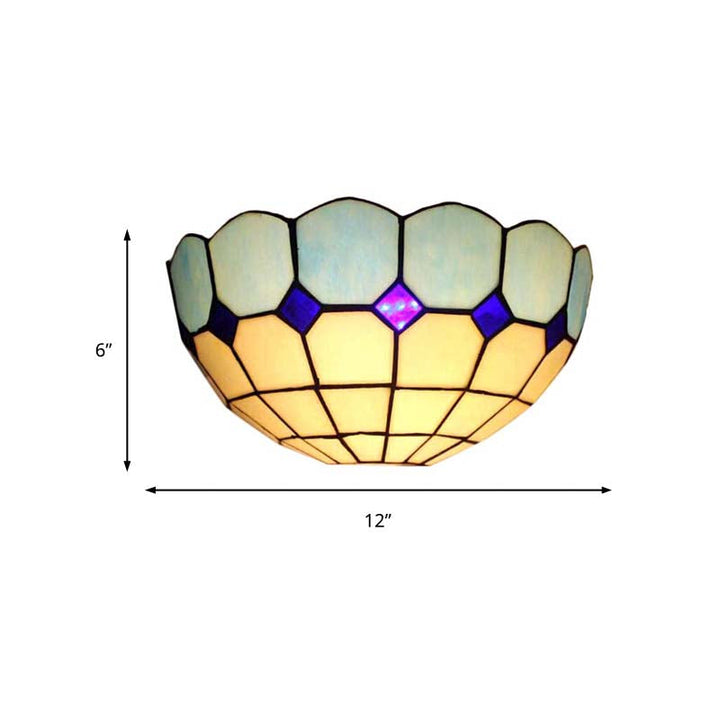 Skørter | Tiffany Style Wall Lamp 2 Lights Art Glass Light Blue/Dark Blue Wall Lamp for Bedroom Lighting