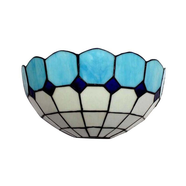 Skørter | Tiffany Style Wall Lamp 2 Lights Art Glass Light Blue/Dark Blue Wall Lamp for Bedroom Lighting