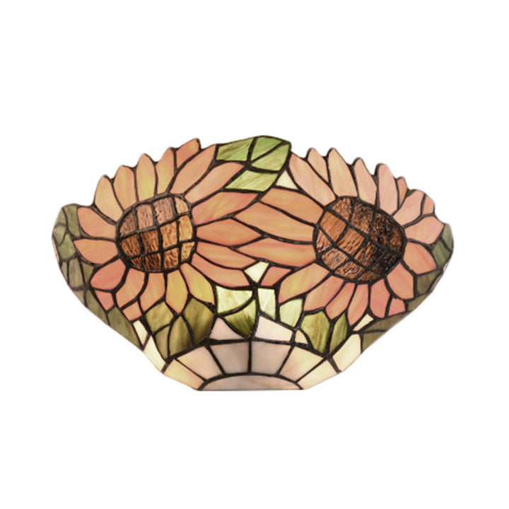 Lisslune | Rustic style orange wall lamp sunflower stained glass 1 light wall lamp for restaurant