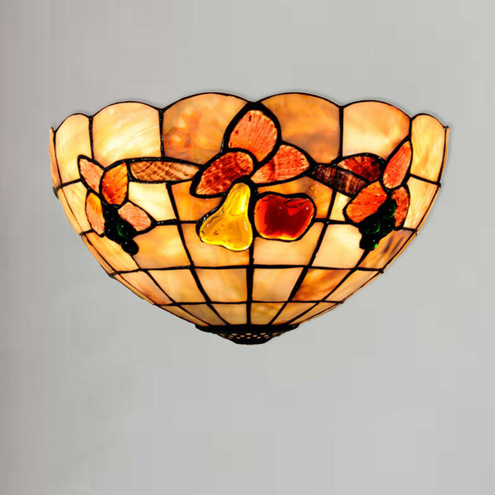 Lisslune | Petal Dining Room Wall Lamp with Fruits Shell Tiffany Antique Wall Lamp in Beige for Hotel