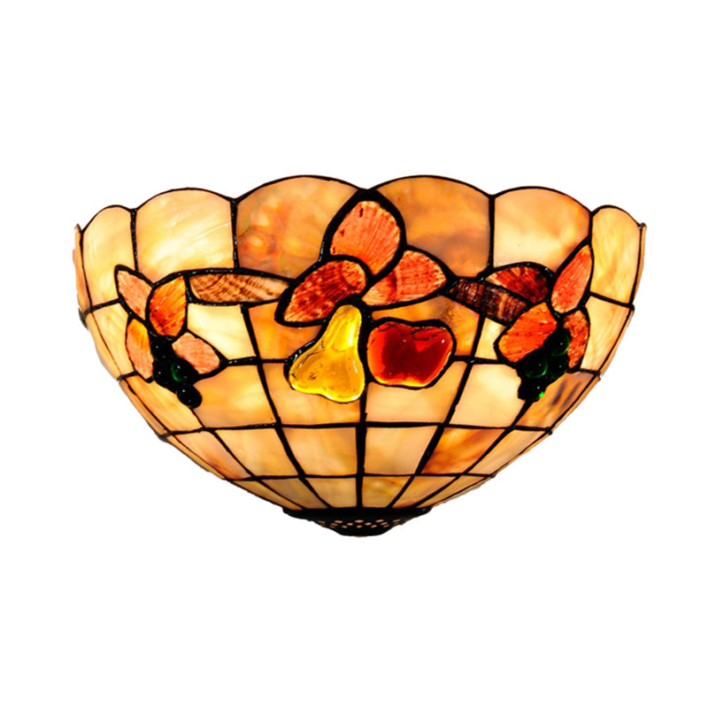 Lisslune | Petal Dining Room Wall Lamp with Fruits Shell Tiffany Antique Wall Lamp in Beige for Hotel