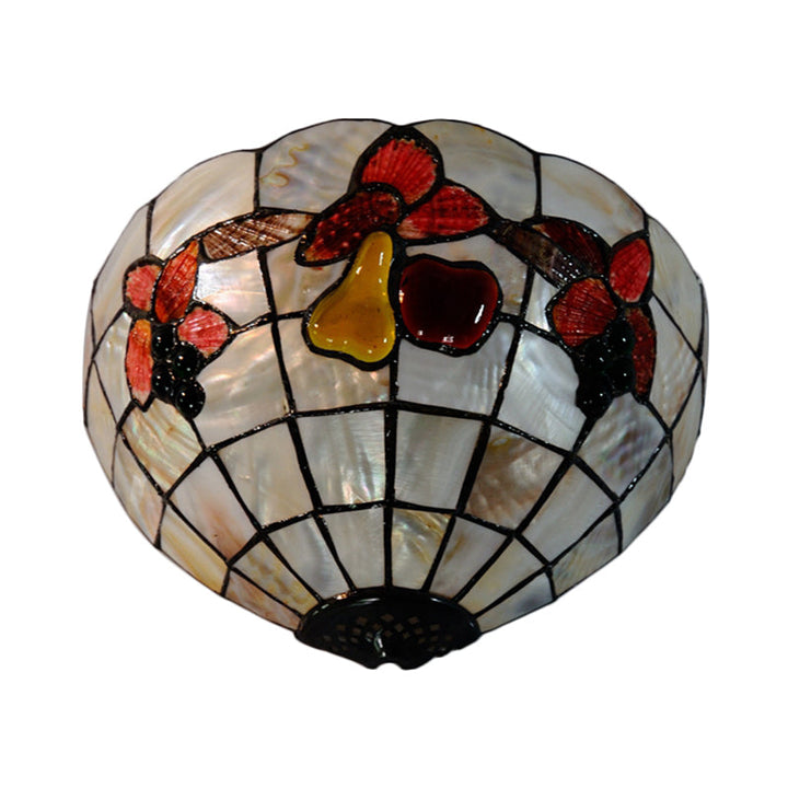 Lisslune | Petal Dining Room Wall Lamp with Fruits Shell Tiffany Antique Wall Lamp in Beige for Hotel