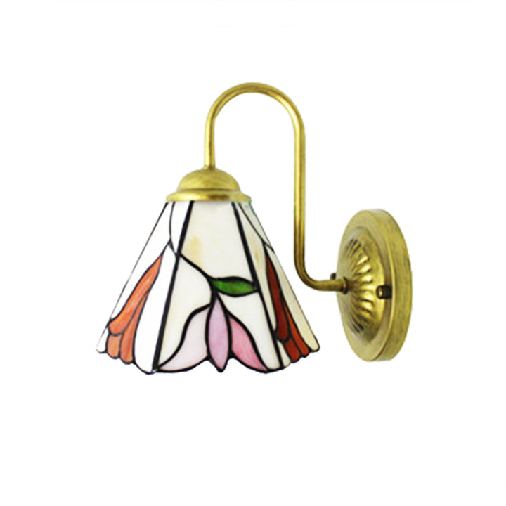 Lisslune | Stained Glass Pink Wall Lighting Lily 1 Head Tiffany Wall Lamp for Living Room