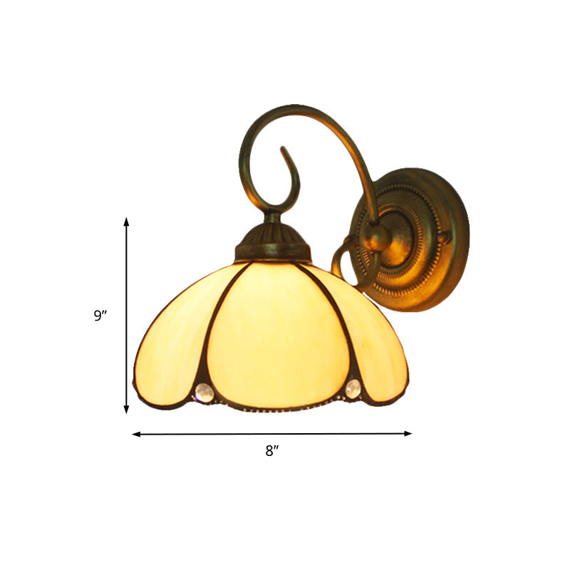 Lisslune | Art Glass Petal Wall Lamp One Light Tiffany Traditional Wall Lamp in Beige for Kitchen