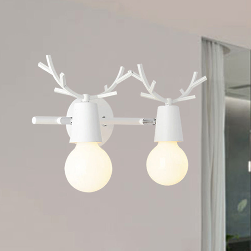 Skørter | Modern Monochrome Wall Lamp Antler 2 Lights Metal Wall Lamp for Entrance Preschool