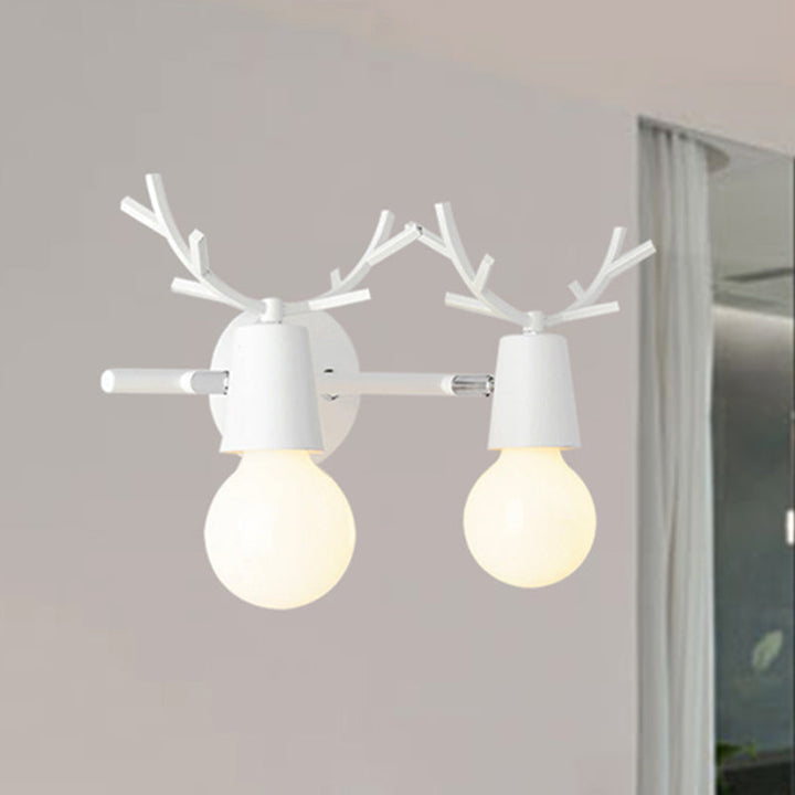 Skørter | Modern Monochrome Wall Lamp Antler 2 Lights Metal Wall Lamp for Entrance Preschool