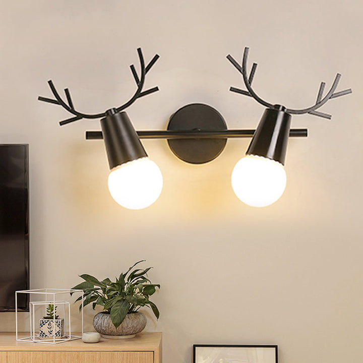 Skørter | Modern Monochrome Wall Lamp Antler 2 Lights Metal Wall Lamp for Entrance Preschool