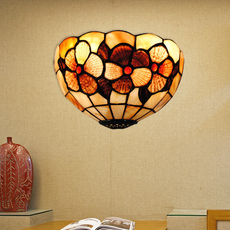 Lisslune | Shell Desert Rose Wall Lamp with Half Circle Shape Tiffany Style Wall Lamp in Beige for Hotel Restaurant