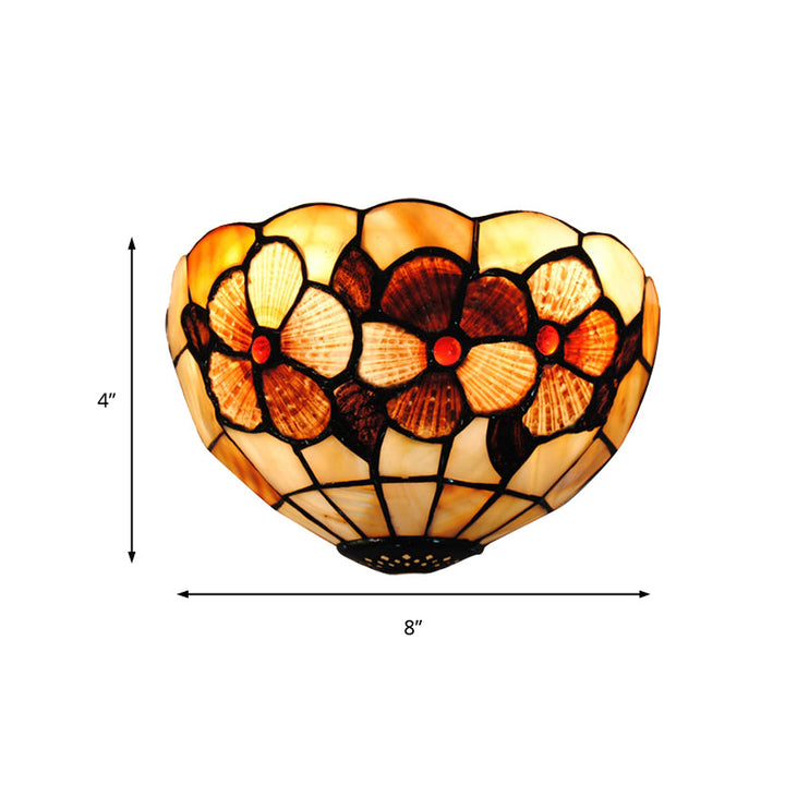 Lisslune | Shell Desert Rose Wall Lamp with Half Circle Shape Tiffany Style Wall Lamp in Beige for Hotel Restaurant