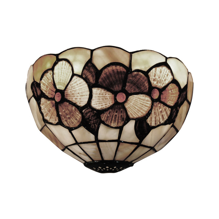 Lisslune | Shell Desert Rose Wall Lamp with Half Circle Shape Tiffany Style Wall Lamp in Beige for Hotel Restaurant