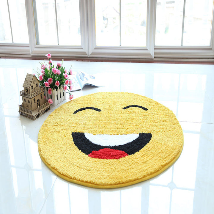 Lisslune | Yellow Emoji Pattern Carpet Polyester Modern Carpet Pet Friendly Washable Non-Slip Carpet for Bedroom