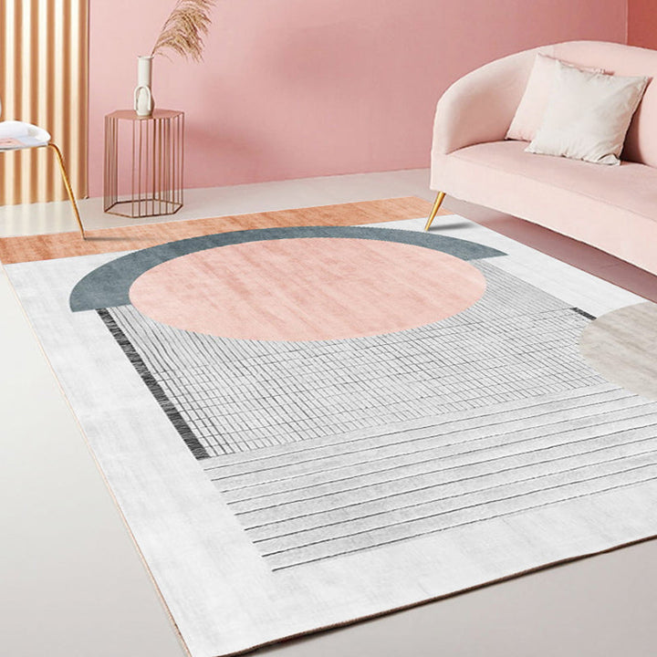 Lisslune | Modernism Striped Pattern Carpet Multicolor Polyester Rug Non-Slip Pet Friendly Washable Area Rug for Living Room