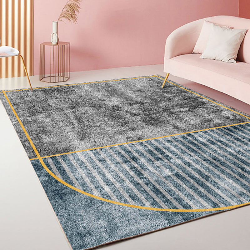 Lisslune | Modernism Striped Pattern Carpet Multicolor Polyester Rug Non-Slip Pet Friendly Washable Area Rug for Living Room