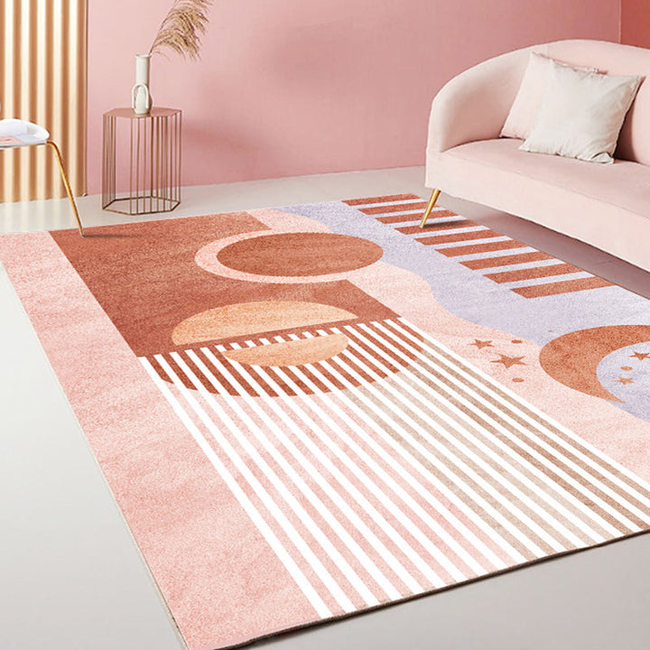 Lisslune | Casual Stripe Pattern Carpet Multicolor Modern Carpet Polyester Pet-Friendly Washable Non-Slip Carpet for the Living Room