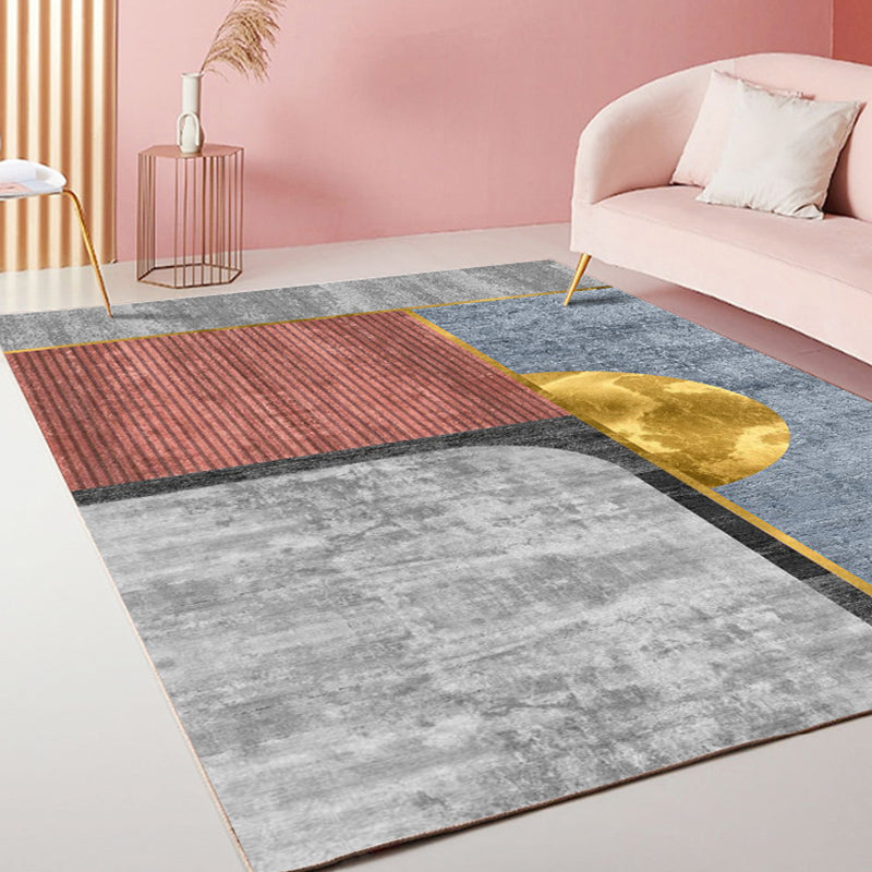 Lisslune | Casual Stripe Pattern Carpet Multicolor Modern Carpet Polyester Pet-Friendly Washable Non-Slip Carpet for the Living Room