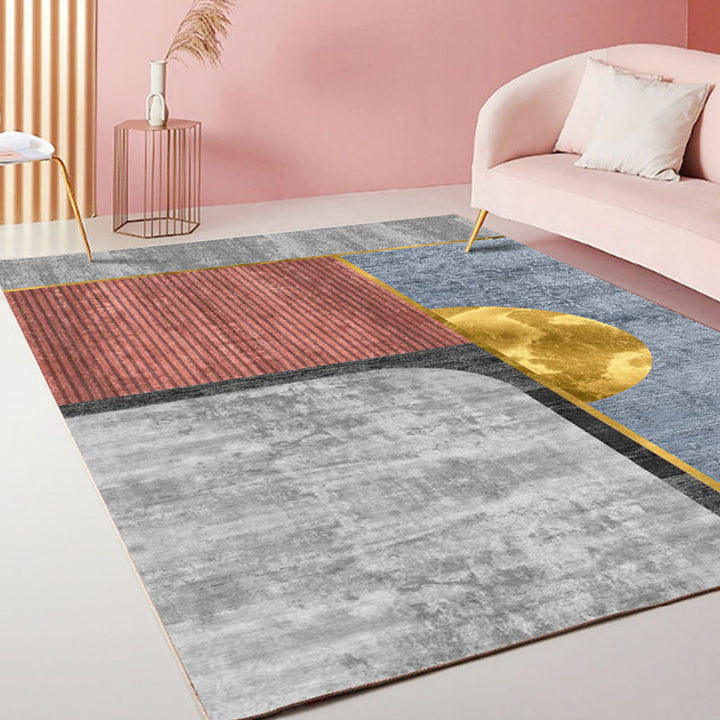 Lisslune | Casual Stripe Pattern Carpet Multicolor Modern Carpet Polyester Pet-Friendly Washable Non-Slip Carpet for the Living Room