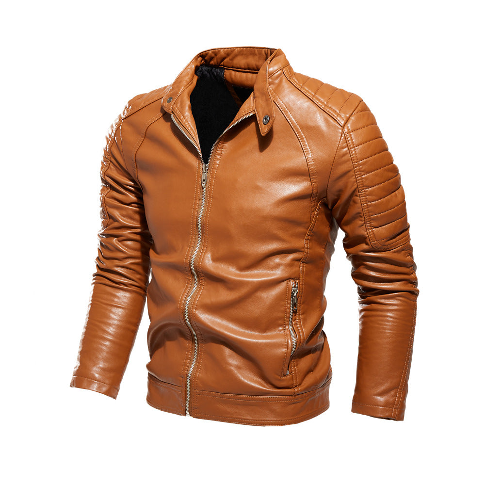 Men's Synthetic Leather Jacket with Textured Inserts Lisslune