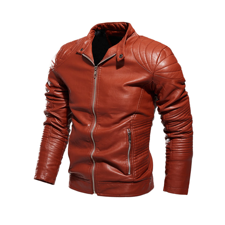 Men's biker jacket made of intricately crafted leather with distinctive quilted details and practical pockets Lisslune