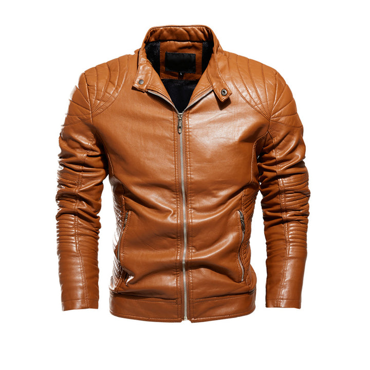 Men's biker jacket made of intricately crafted leather with distinctive quilted details and practical pockets Lisslune