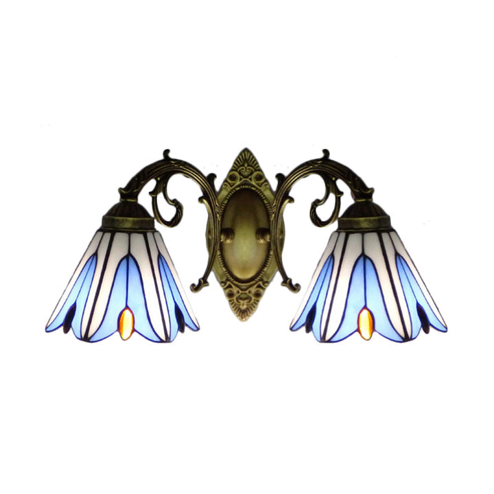 Lisslune | Magnolia Wall Light Rustic Loft Stained Glass 2 Heads Wall Lighting for Living Room