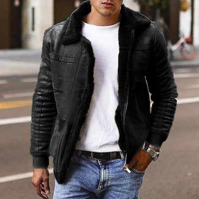 Men's Casual Lambskin Jacket in Modern Pilot Style Lisslune