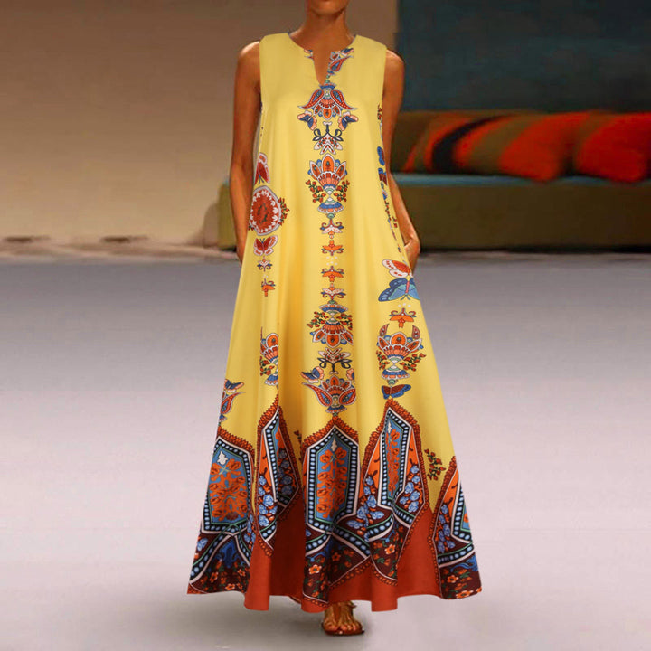 Women's maxi dress with floral design and flared hem Lisslune