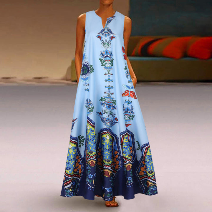 Women's maxi dress with floral design and flared hem Lisslune