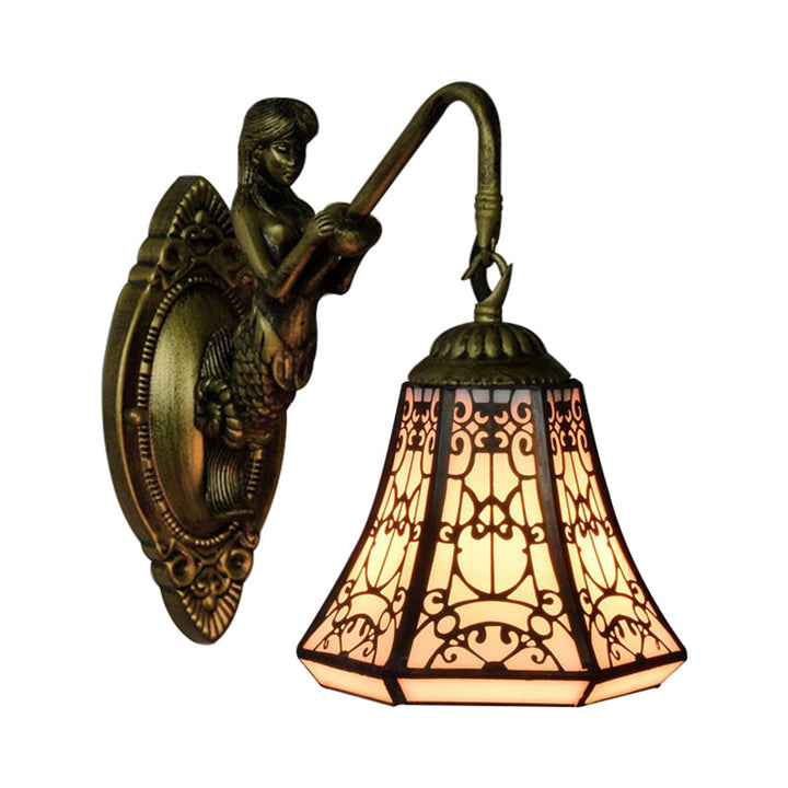 Lisslune | Antique Bronze 1 Main Mount Wall Lamp Tiffany White Glass Expanding Wall Lighting