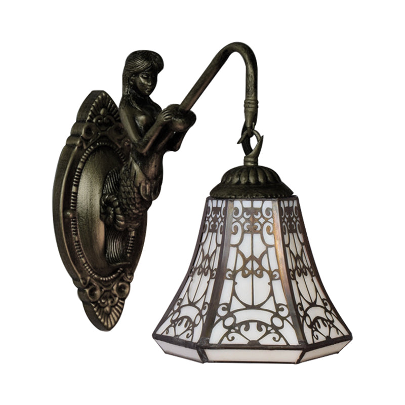 Lisslune | Antique Bronze 1 Main Mount Wall Lamp Tiffany White Glass Expanding Wall Lighting
