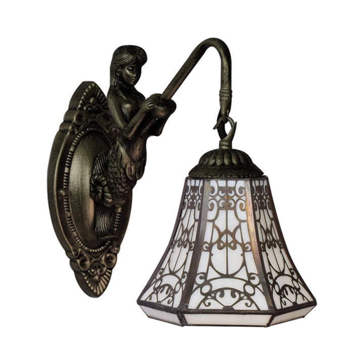 Lisslune | Antique Bronze 1 Main Mount Wall Lamp Tiffany White Glass Expanding Wall Lighting