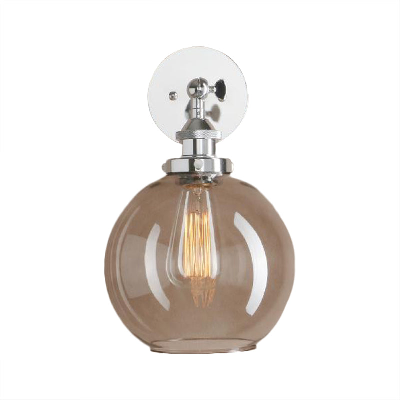 Lisslune | 1 Light gray glass wall lamp Light industrial black/bridge/copper globe living room lighting fixture