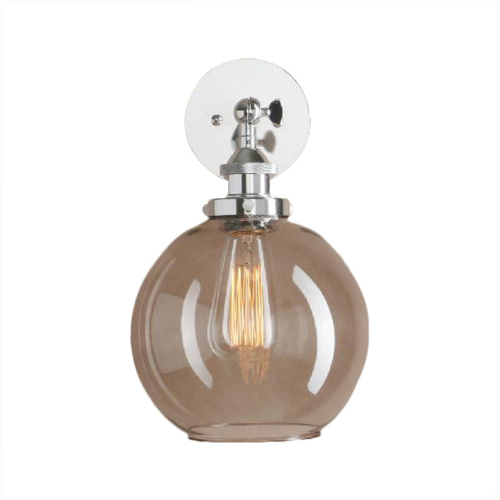 Lisslune | 1 Light gray glass wall lamp Light industrial black/bridge/copper globe living room lighting fixture