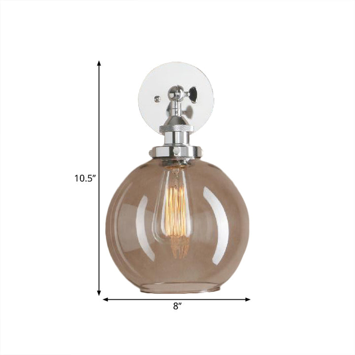 Lisslune | 1 Light gray glass wall lamp Light industrial black/bridge/copper globe living room lighting fixture