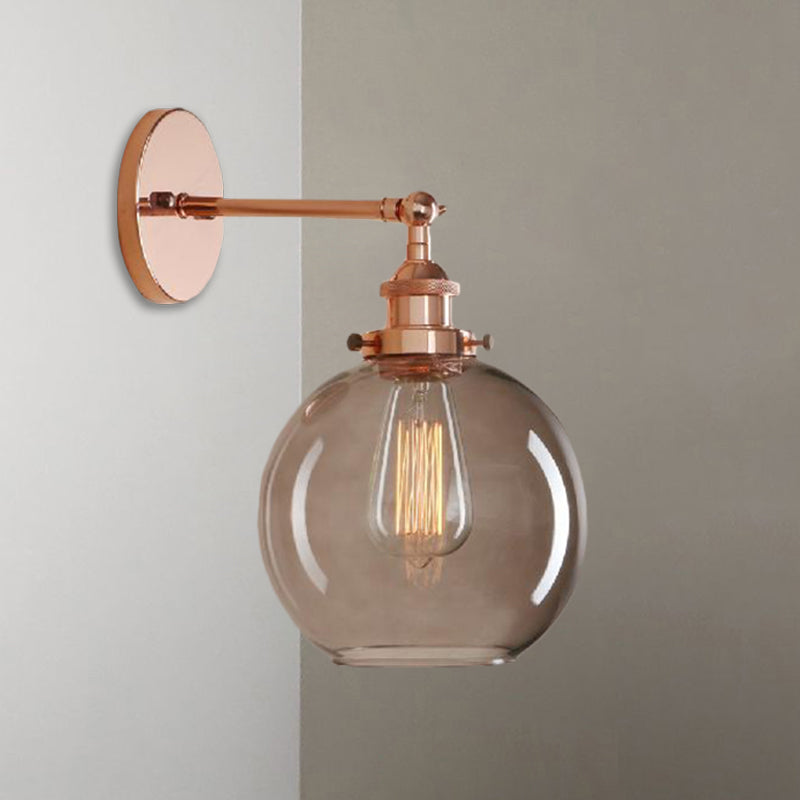 Lisslune | 1 Light gray glass wall lamp Light industrial black/bridge/copper globe living room lighting fixture