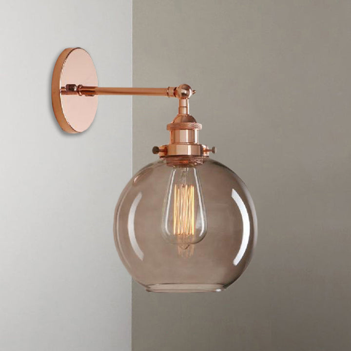 Lisslune | 1 Light gray glass wall lamp Light industrial black/bridge/copper globe living room lighting fixture
