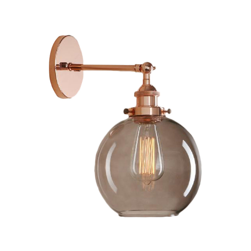 Lisslune | 1 Light gray glass wall lamp Light industrial black/bridge/copper globe living room lighting fixture