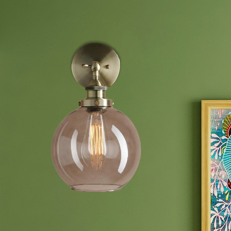 Lisslune | 1 Light gray glass wall lamp Light industrial black/bridge/copper globe living room lighting fixture