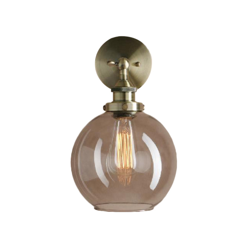 Lisslune | 1 Light gray glass wall lamp Light industrial black/bridge/copper globe living room lighting fixture